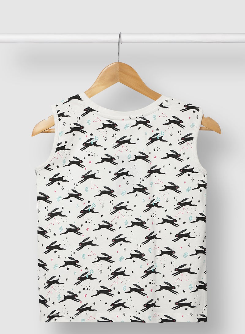 RAHA Stylish Boys Printed Casual  T-Shirt White / Black  - Image 2