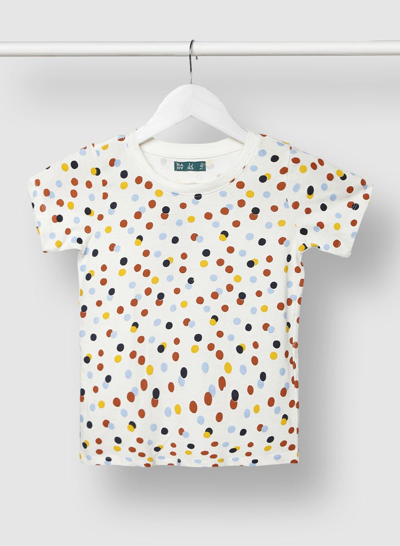 RAHA Casual Cotton Boys Printed Stylish T-Shirt White / Yellow / Red  - Image 1