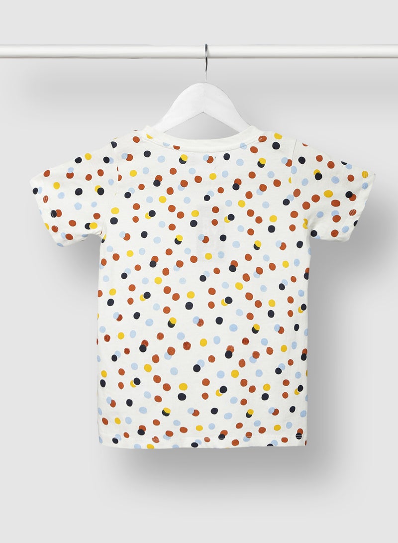 RAHA Casual Cotton Boys Printed Stylish T-Shirt White / Yellow / Red  - Image 2