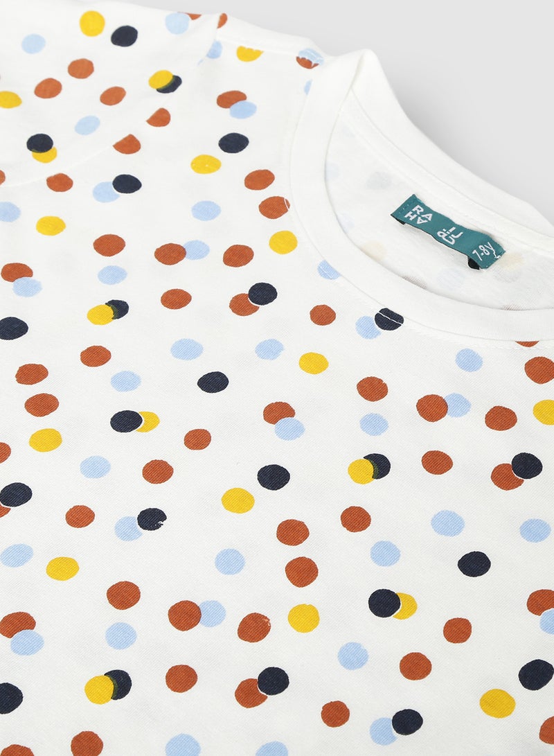 RAHA Casual Cotton Boys Printed Stylish T-Shirt White / Yellow / Red  - Image 3
