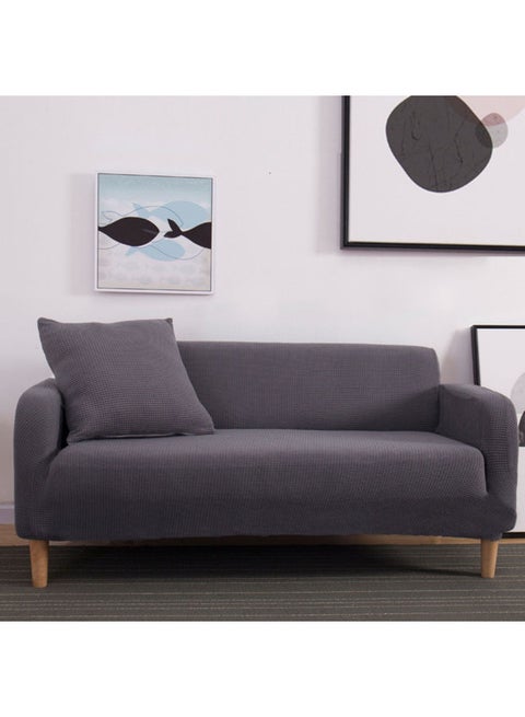Double Seater Stretch Sofa Cover Dark Grey 145x185cm