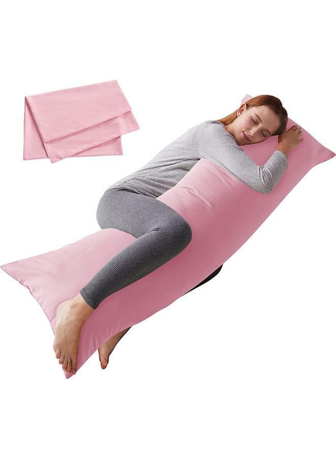 Blueberry - Super Long Pillow With Soft Removable Cover Velvet Pink 140X50cm - Image 1