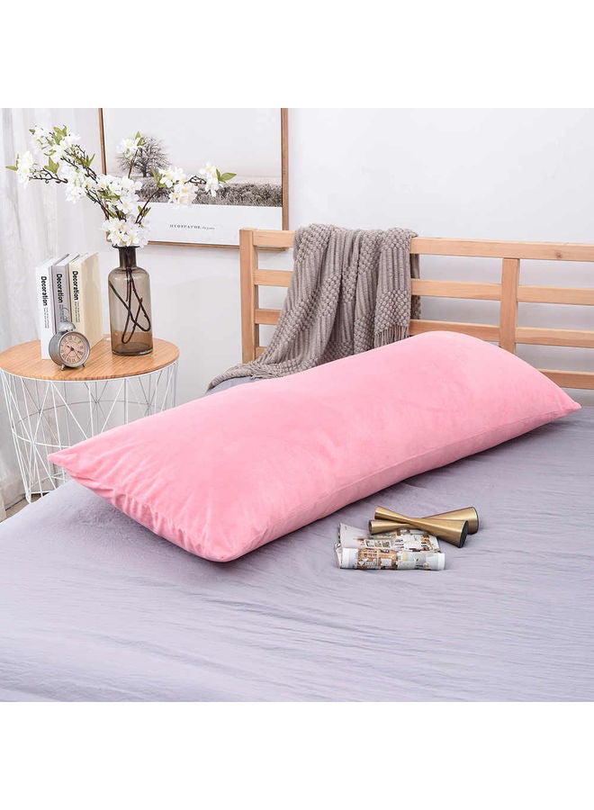 Blueberry Classic Long Pillow With Soft Removable Cover Velvet Pink 140X50cm - Image 1