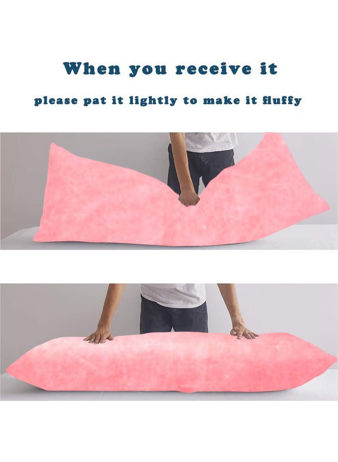 Blueberry Classic Long Pillow With Soft Removable Cover Velvet Pink 140X50cm - Image 4