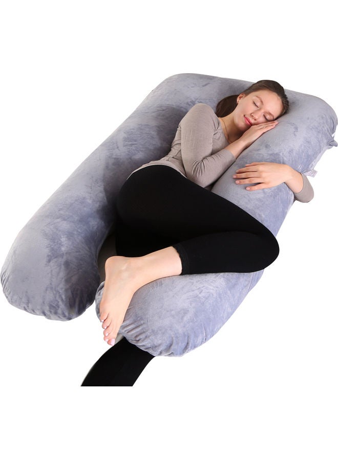 Blueberry U Shaped Pillow With Soft Removable Cover Velvet Grey 130X70cm  - Image 1