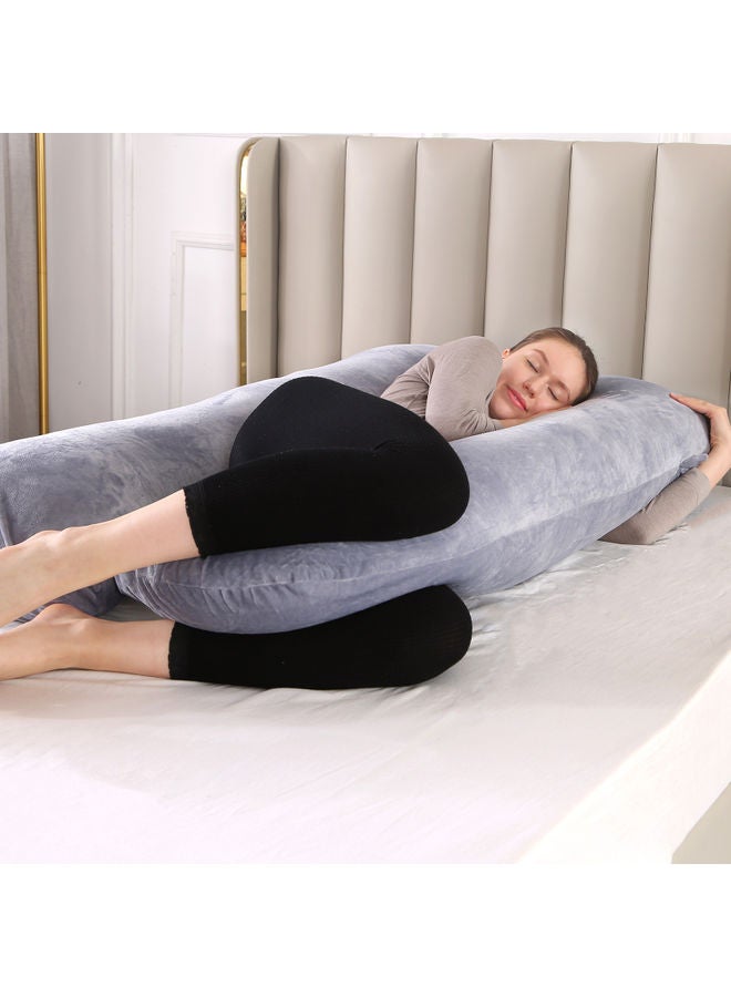 Blueberry U Shaped Pillow With Soft Removable Cover Velvet Grey 130X70cm  - Image 2