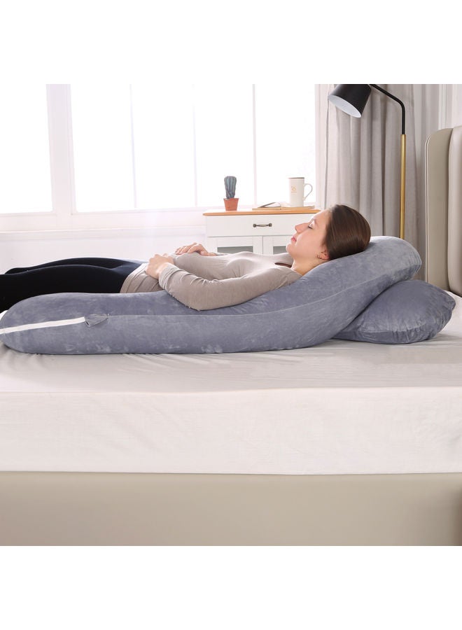 Blueberry U Shaped Pillow With Soft Removable Cover Velvet Grey 130X70cm  - Image 3