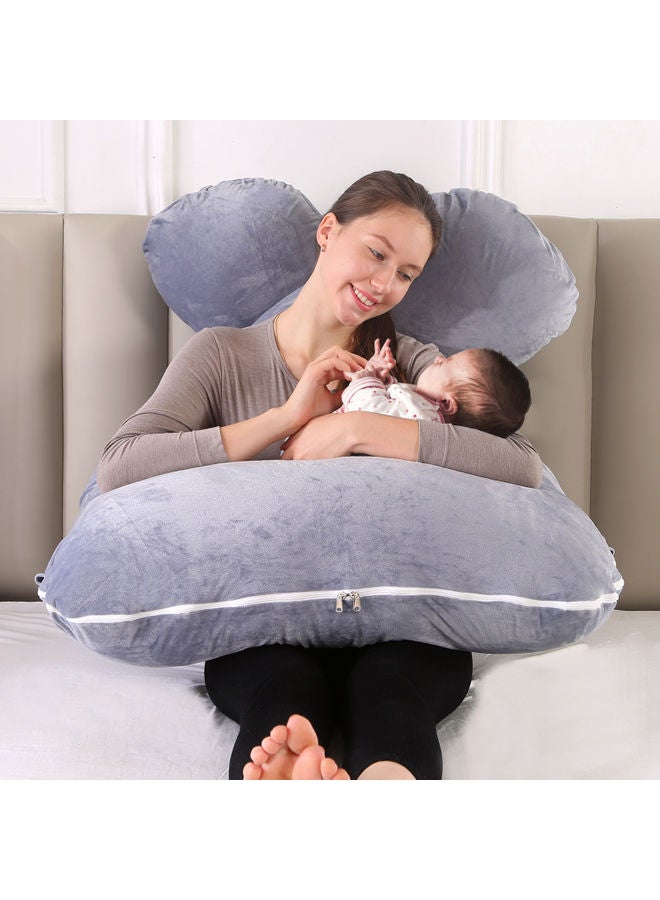 Blueberry U Shaped Pillow With Soft Removable Cover Velvet Grey 130X70cm  - Image 4