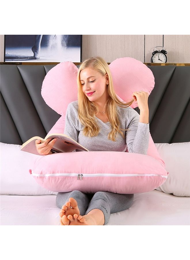 Blueberry U Shaped Full Body Pillow With Soft Removable Cover Velvet Pink 130x70cm - Image 5