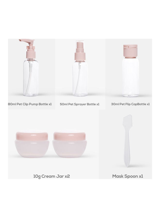 PARAJOHN - 7-Piece Travel Bottle Set Clear/Pink - Image 1