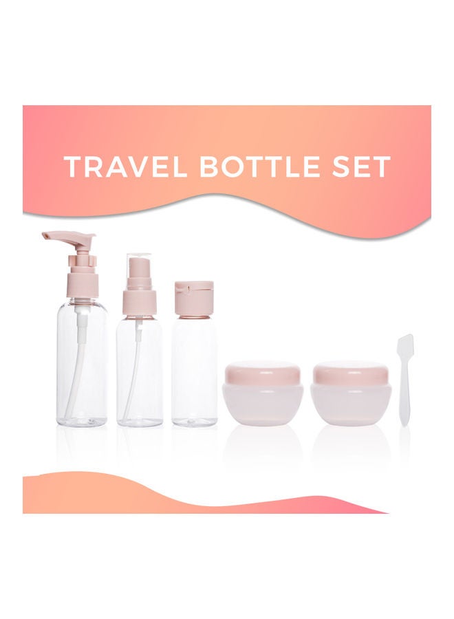 PARAJOHN - 7-Piece Travel Bottle Set Clear/Pink - Image 1