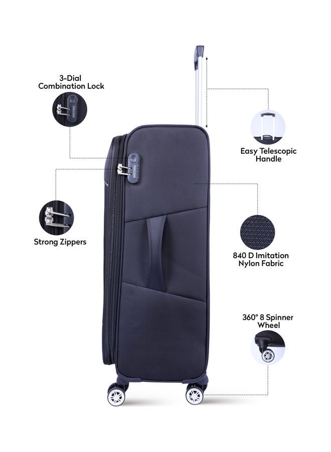 PARAJOHN - 3-Piece Softside Luggage Trolley Set Black - Image 1