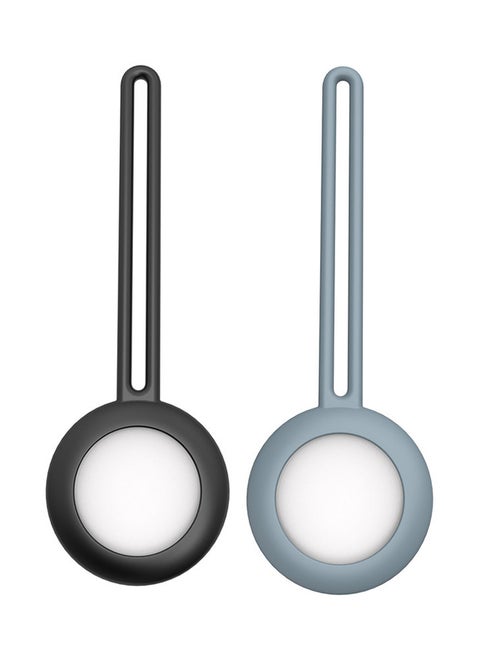 2-Piece Silicone Long Case For Apple Airtag Black/Grey