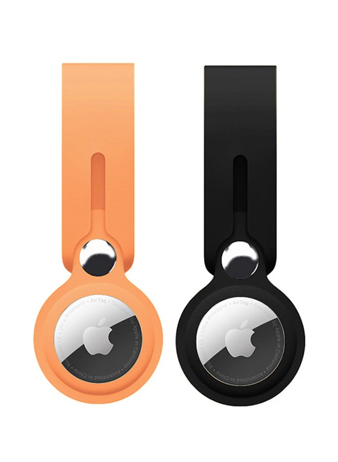 FITME 2-Piece Silicone Long Case Set for Apple AirTag Black/Orange  - Image 1