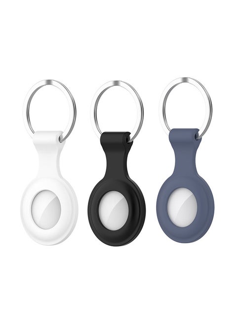 3-Piece Silicone Long Case Set for Apple AirTag Black/White/Grey