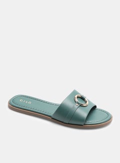 Buckle Detail Strap Slides Olive/Silver