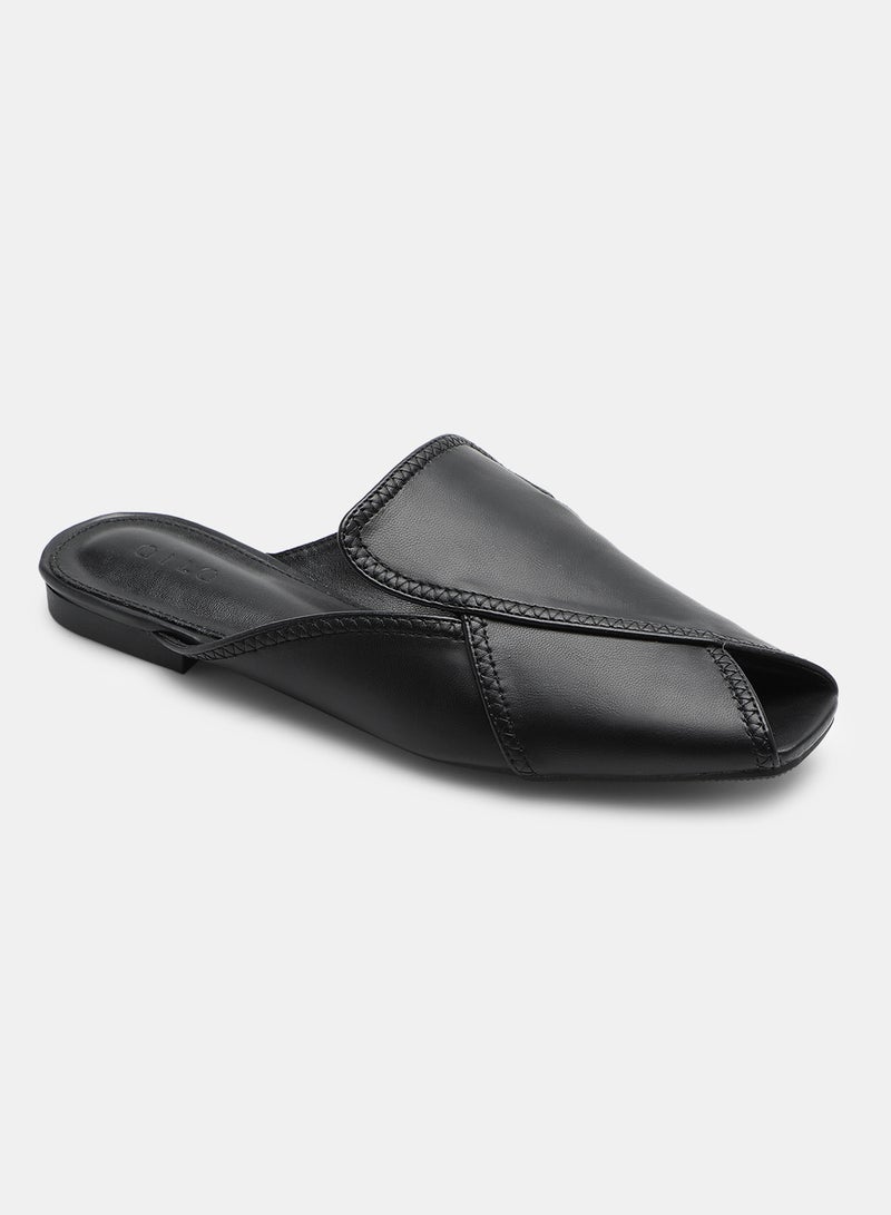 Aila - Wrap Over Open Toe Mules Black - Image 1