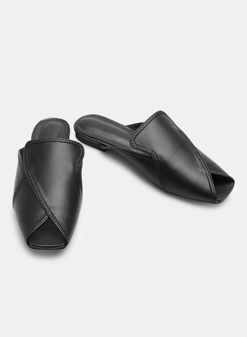 Aila - Wrap Over Open Toe Mules Black - Image 1