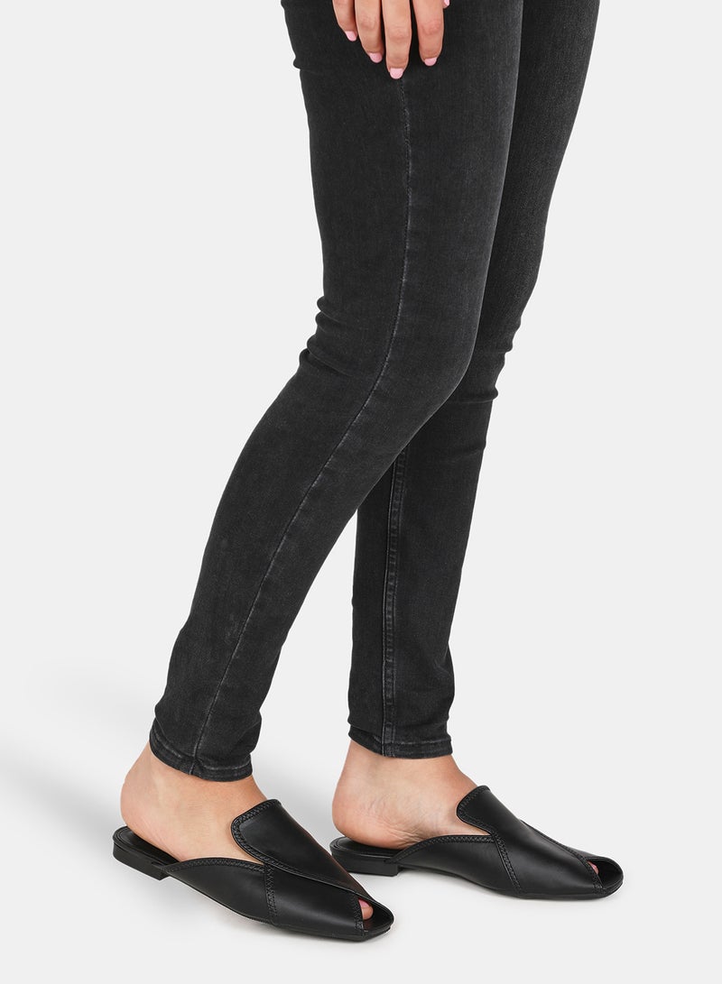 Aila - Wrap Over Open Toe Mules Black - Image 1