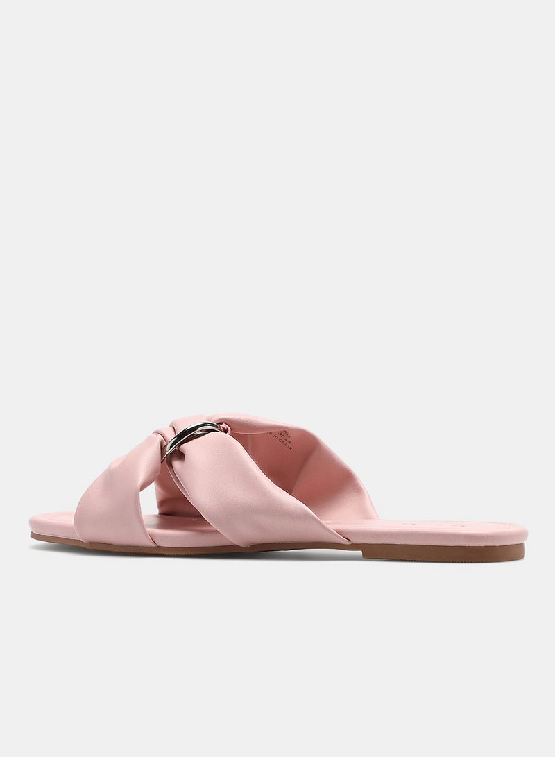 Aila - Criss-Cross Strap Flat Sandals Pink - Image 1