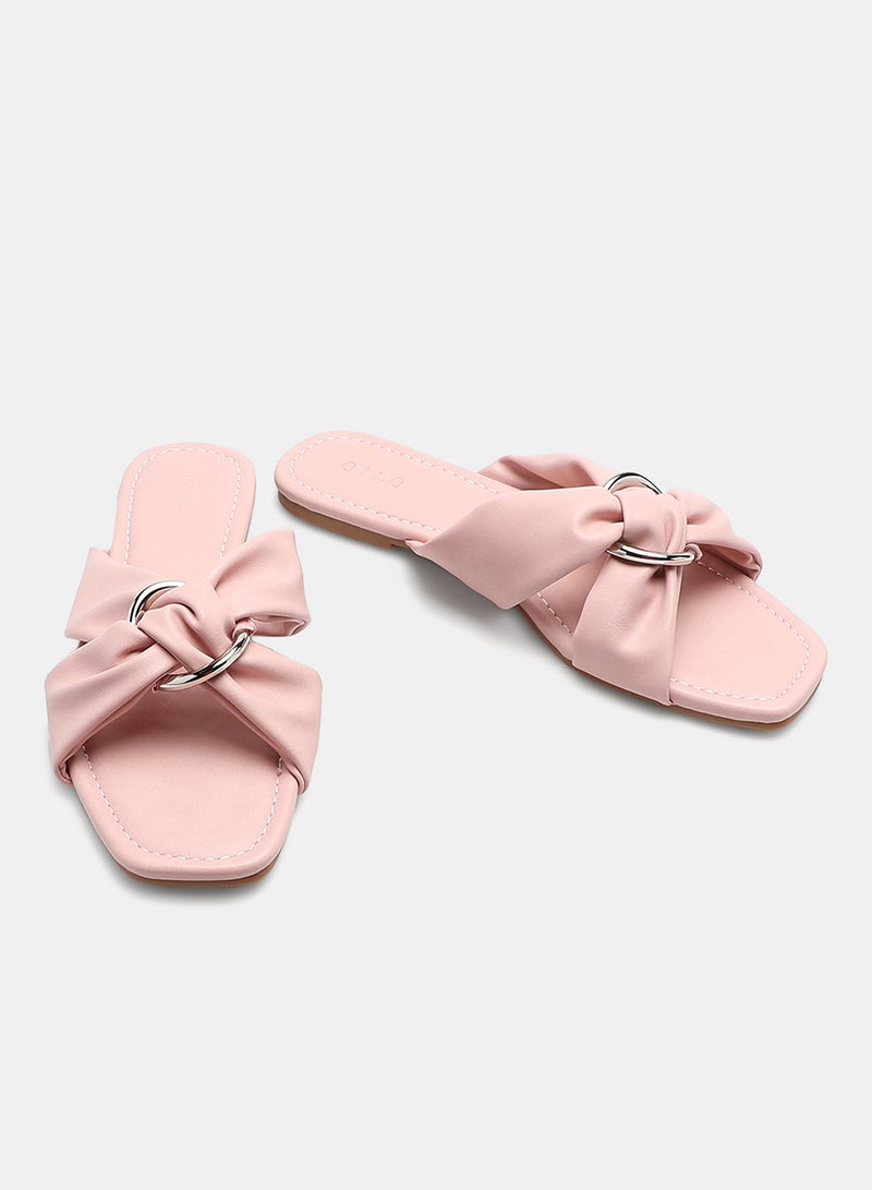 Aila - Criss-Cross Strap Flat Sandals Pink - Image 1