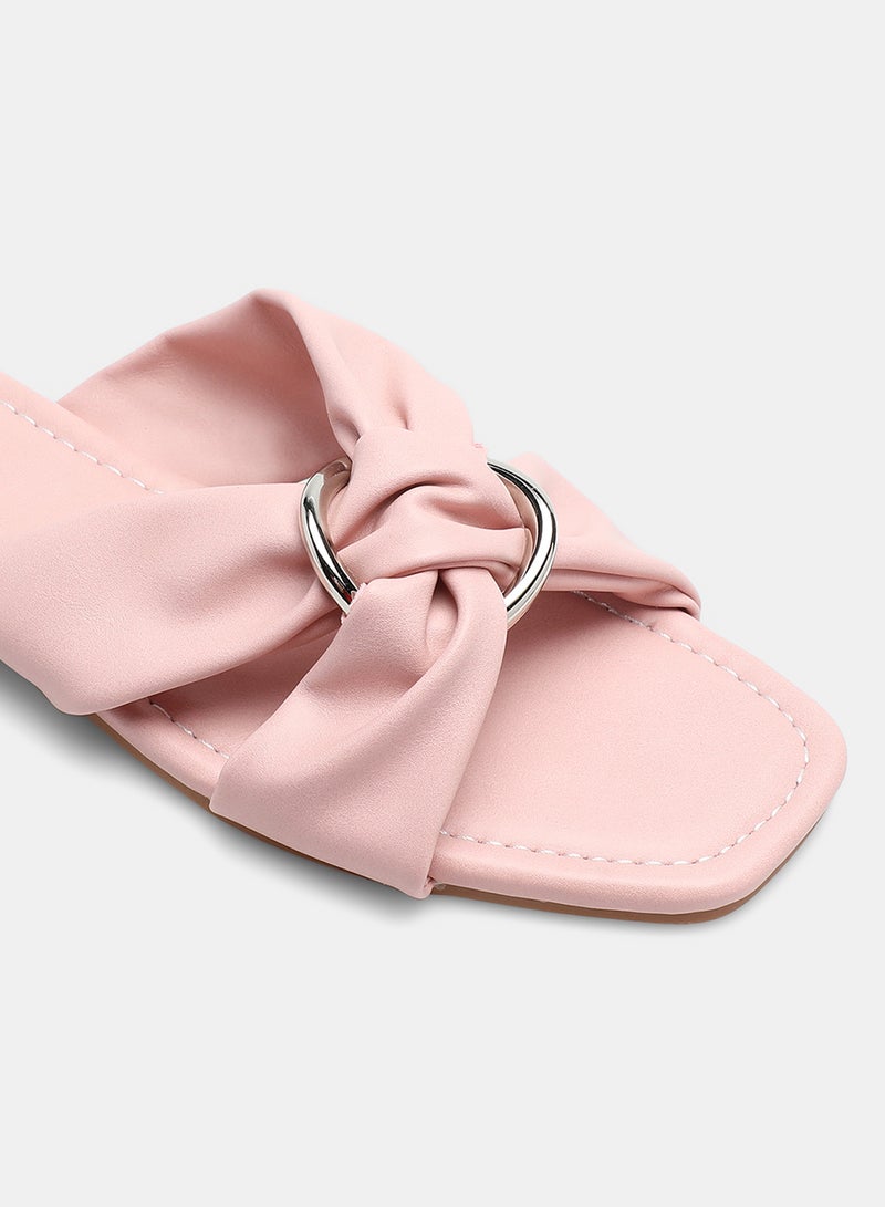 Aila - Criss-Cross Strap Flat Sandals Pink - Image 1