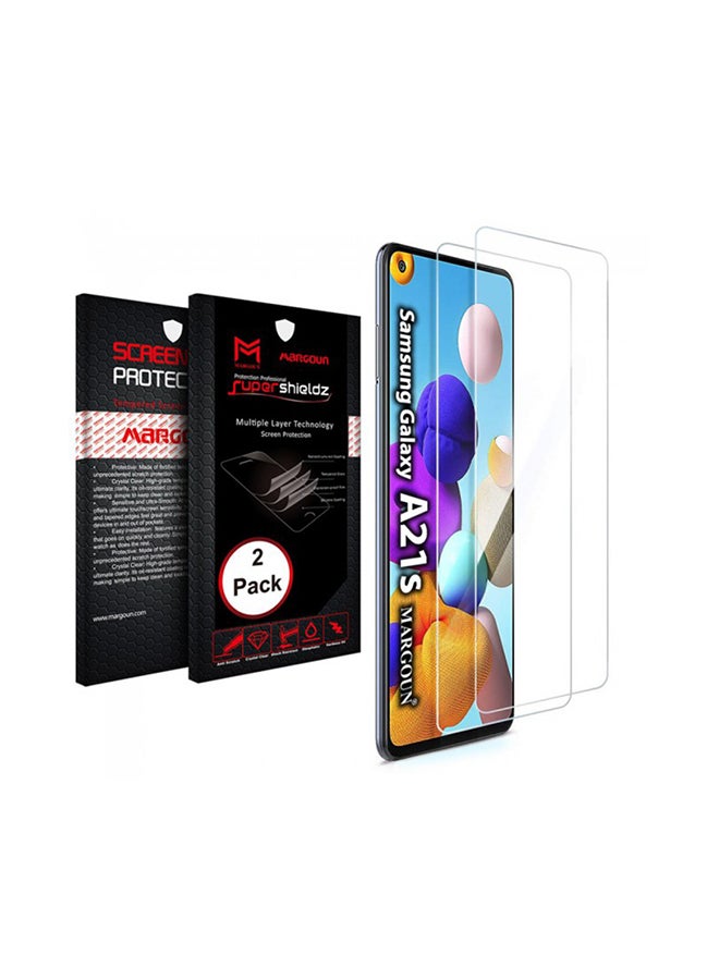 مارجون مجموعة لاصقات حماية للشاشة سوبر شيلدز من الزجاج المقوى لهاتف سامسونج جالاكسي A21s من قطعتين شفاف - Image 1