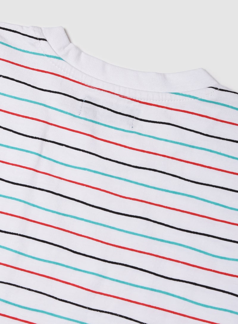 RAHA Casual Boys Cotton Comfortable Stylish T-Shirt White / Blue  - Image 5