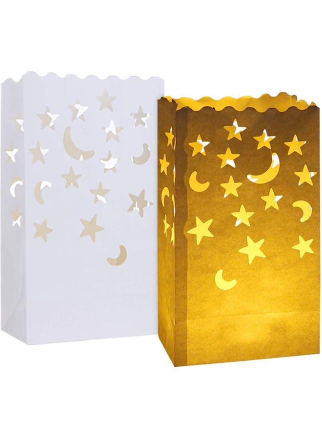 AMERTEER 20-Piece Special Lantern Luminary Candle Bags With Stars Moon Multicolour 10inch - Image 1