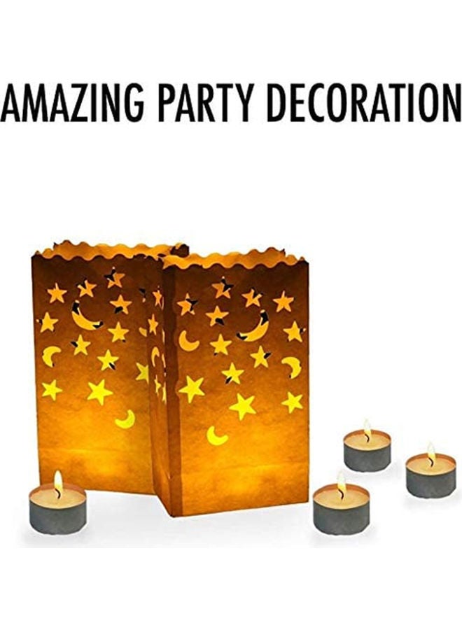 AMERTEER 20-Piece Special Lantern Luminary Candle Bags With Stars Moon Multicolour 10inch - Image 3