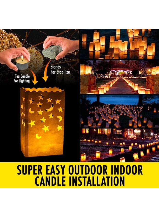 AMERTEER 20-Piece Special Lantern Luminary Candle Bags With Stars Moon Multicolour 10inch - Image 5