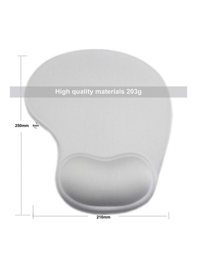 Datazone - PU Base Non-Slip Ergonomic Gel Mouse Pad with Wrist Support Silver - Image 1