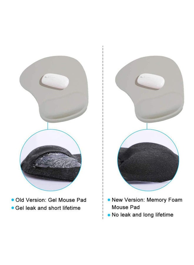 Datazone - PU Base Non-Slip Ergonomic Gel Mouse Pad with Wrist Support Silver - Image 1