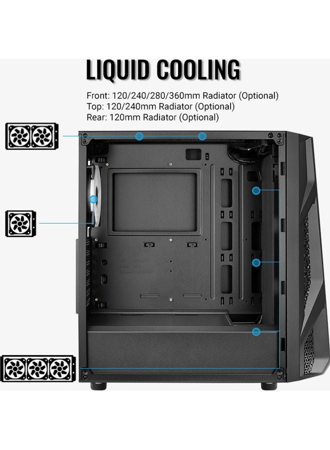 AeroCool - AirHawk Duo (Mesh) ARGB Mid Tower, Tempered Glass, 200mmx2 ARGB (Front), 120mmx1 ARGB (Rear) | AirHawk Duo-G-BK-v1 - Image 1