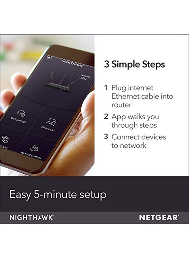 NETGEAR - WiFi Router (R6120) - AC1200 Dual Band Wireless Speed (up to 1200 Mbps) | Up to 1200 sq ft Coverage & 20 Devices | 4 x 10/100 Fast Ethernet and 1 x 2.0 USB ports Black - Image 1