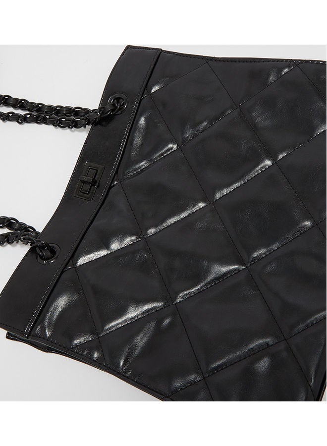 Chain Detail Shoulder Bag Black 