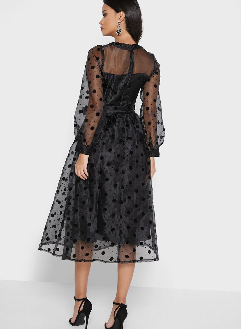 Ella Limited Edition A-Line Chiffon Dress Black - Image 2