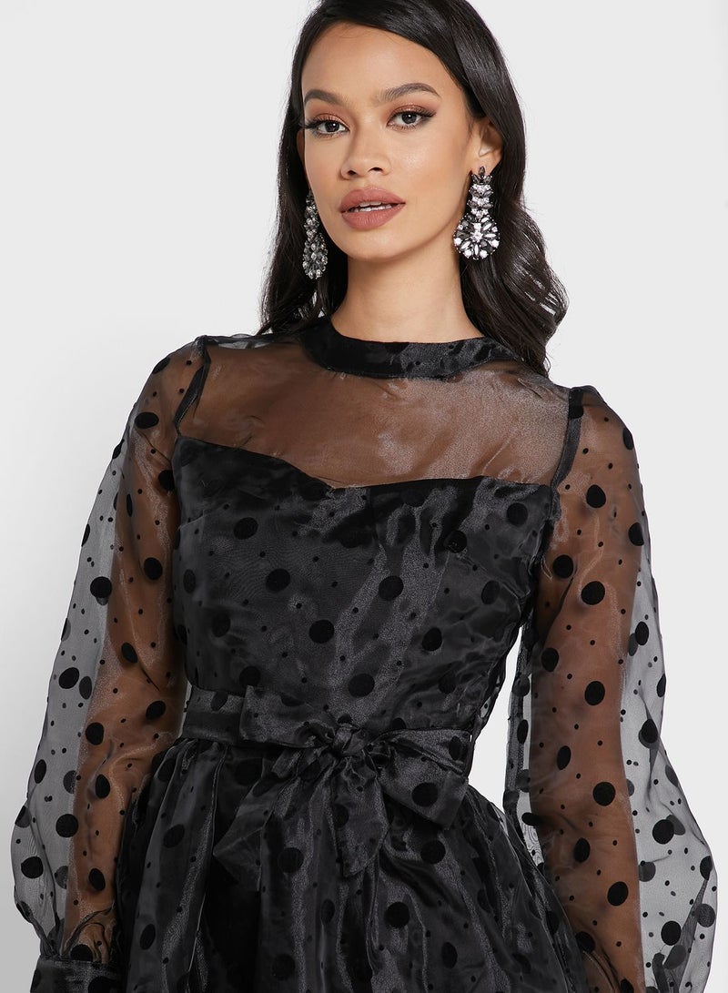 Ella Limited Edition A-Line Chiffon Dress Black - Image 3