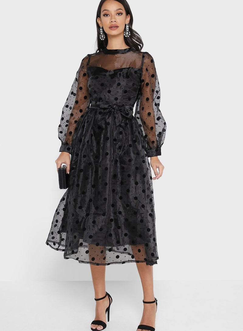 Ella Limited Edition A-Line Chiffon Dress Black - Image 4