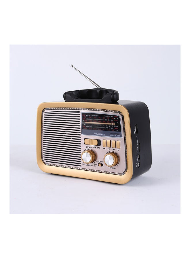 Generic - Portable Retro FM/AM/SW 3 Band With Mp3 Player And Bluetooth Radio YS-3188BT Black - Image 1