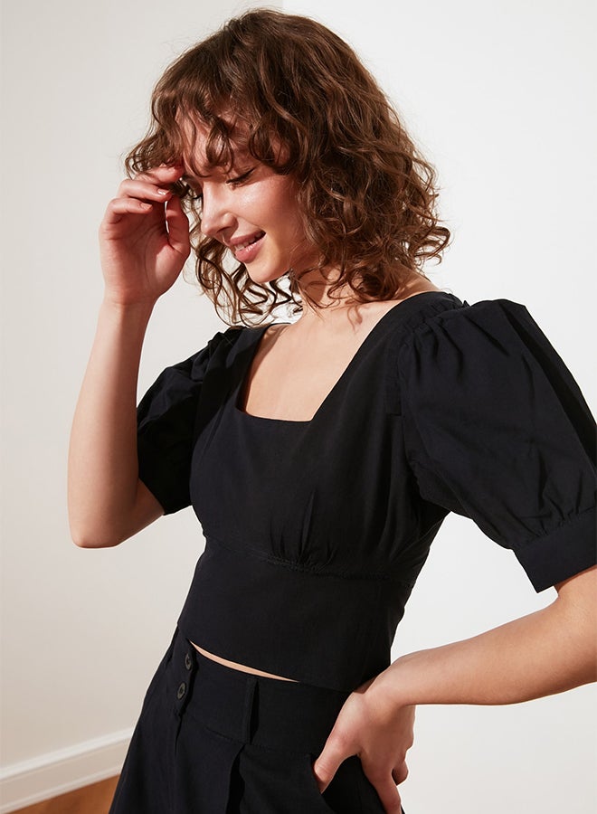 trendyol - Square Neck Top Black - Image 1