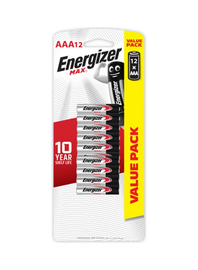 Energizer 12 AAA Max Blister Card -Battery Silver