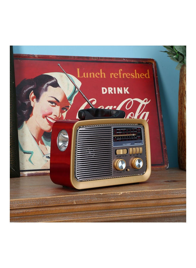 Portable Retro FM/AM/SW 3 Band With Mp3 Player And Bluetooth Radio YS-3188BT Red - Image 3