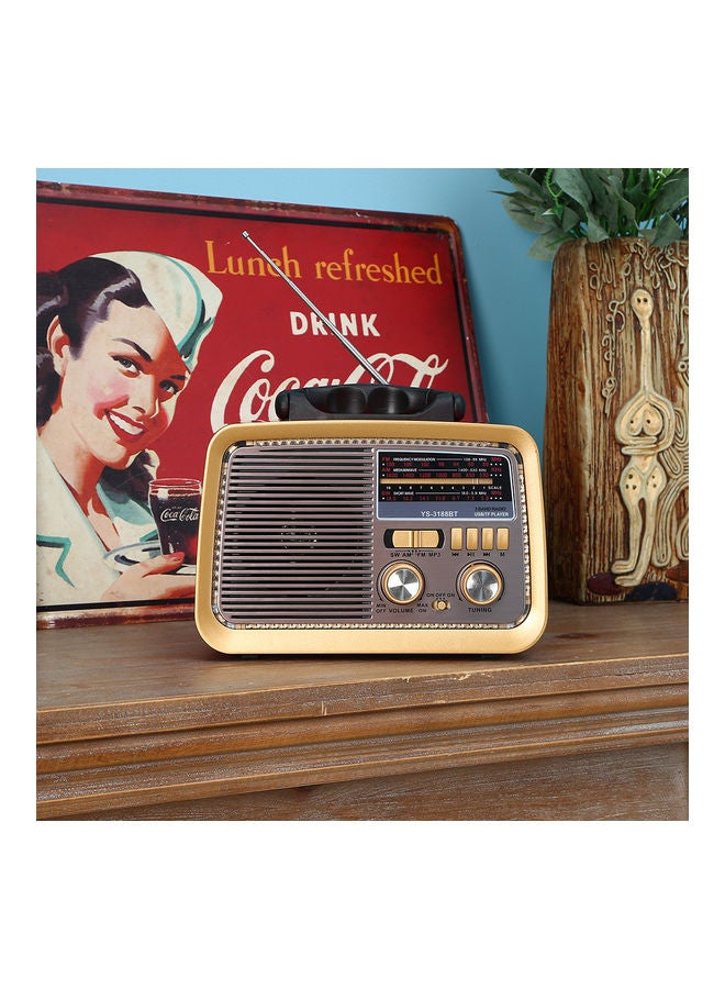 Portable Retro FM/AM/SW 3 Band With Mp3 Player And Bluetooth Radio YS-3188BT Red - Image 4