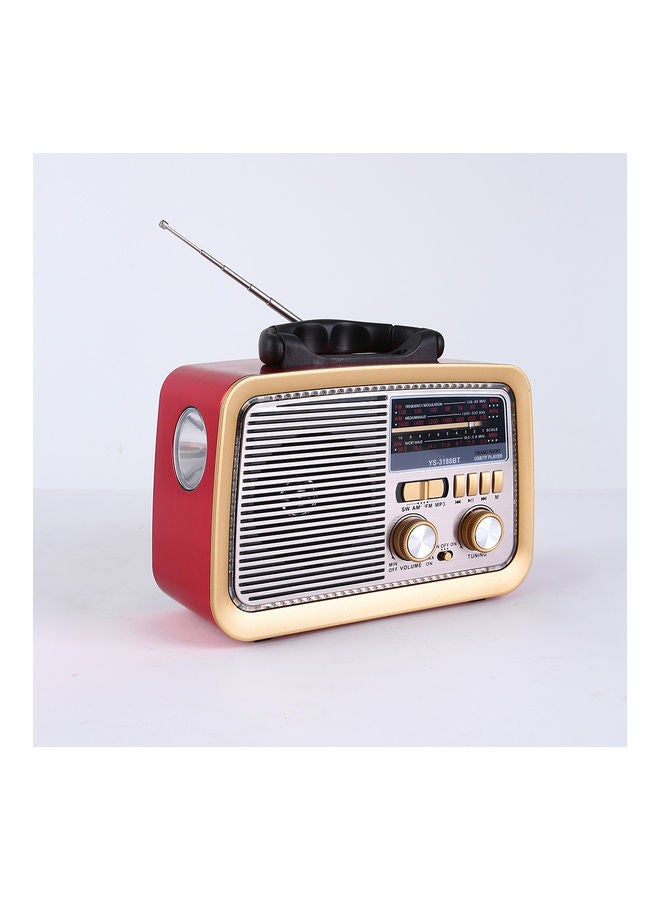 Portable Retro FM/AM/SW 3 Band With Mp3 Player And Bluetooth Radio YS-3188BT Red - Image 1