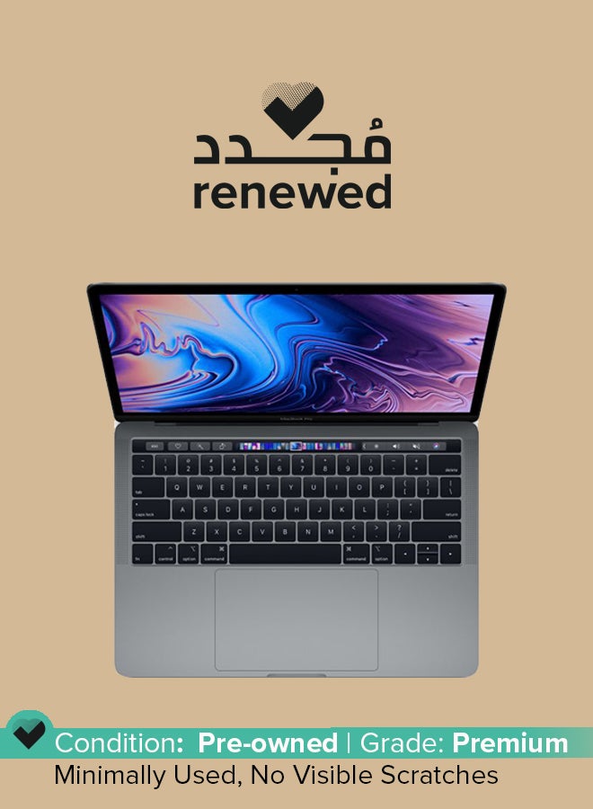 Apple Renewed - MacBook Pro Touch Bar Laptop With 13.3-Inch Retina Display, Core i5 with 1.4GHz Quad Core Processor/8GB RAM/256GB SSD/Intel Iris Plus Graphics 645 And English Keyboard  2019 Space Gray  - Image 1