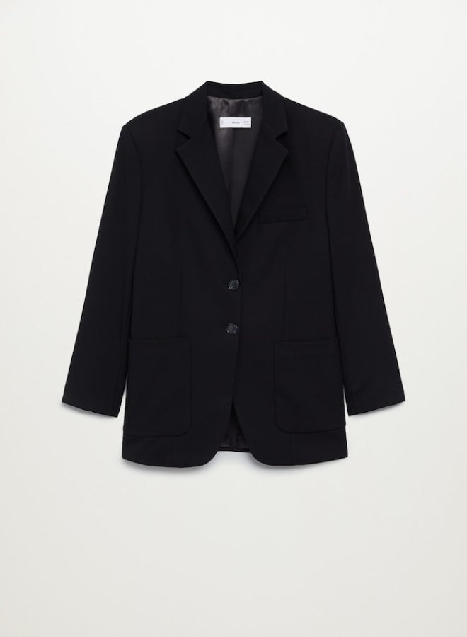 Essential Structured Tailored Front Pocket Details Blazer Black