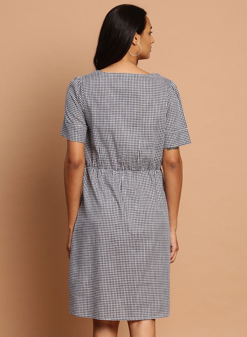 Aila Casual Knee Length Dress Blue/White  - Image 2
