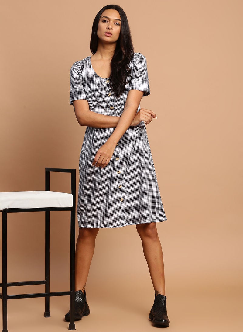 Aila Casual Knee Length Dress Blue/White  - Image 3