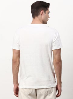 ABOF All Over Printed Crew Neck Regular Fit T-Shirt White  - Image 2